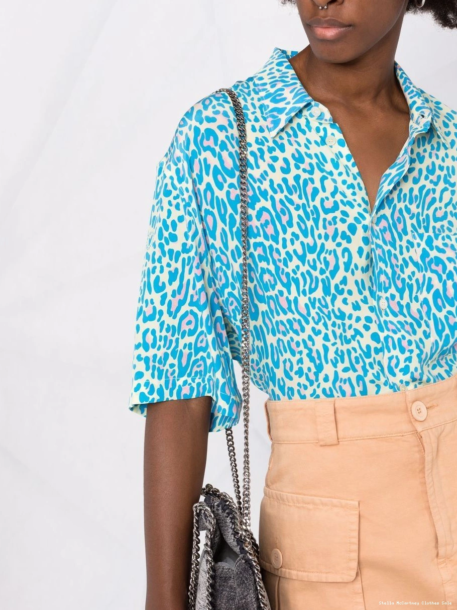 Affordable short-sleeve Stella McCartney Women shirt print leopard 0805